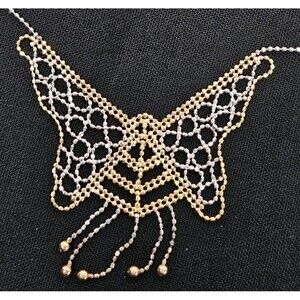 10K Yellow Gold 925 Sterling Silver Bead Butterfly 17" Dainty Necklace 3.4g NEW